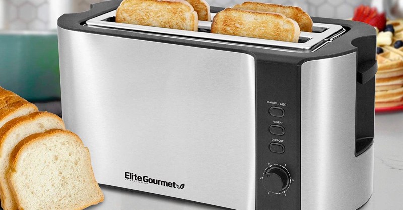 Buydeem DT-6B83 4-Slice Toaster,Extra Wide Slots,Retro Stainless Steel