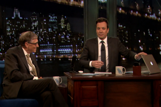 awkward moment occurs between bill gates jimmy fallon and jimmys macbook watch the video here