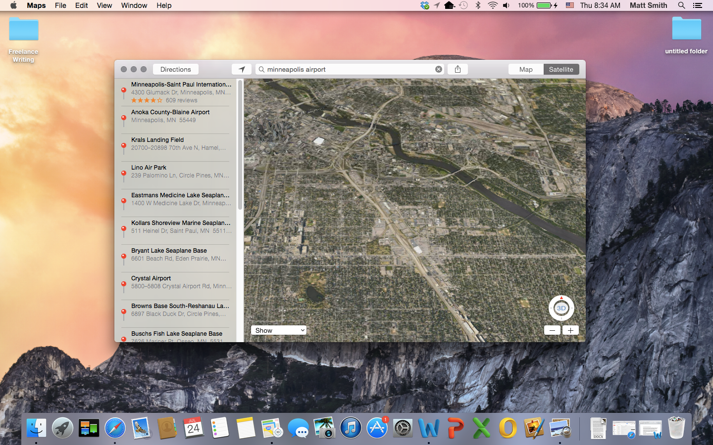 Apple Yosemite screenshot maps
