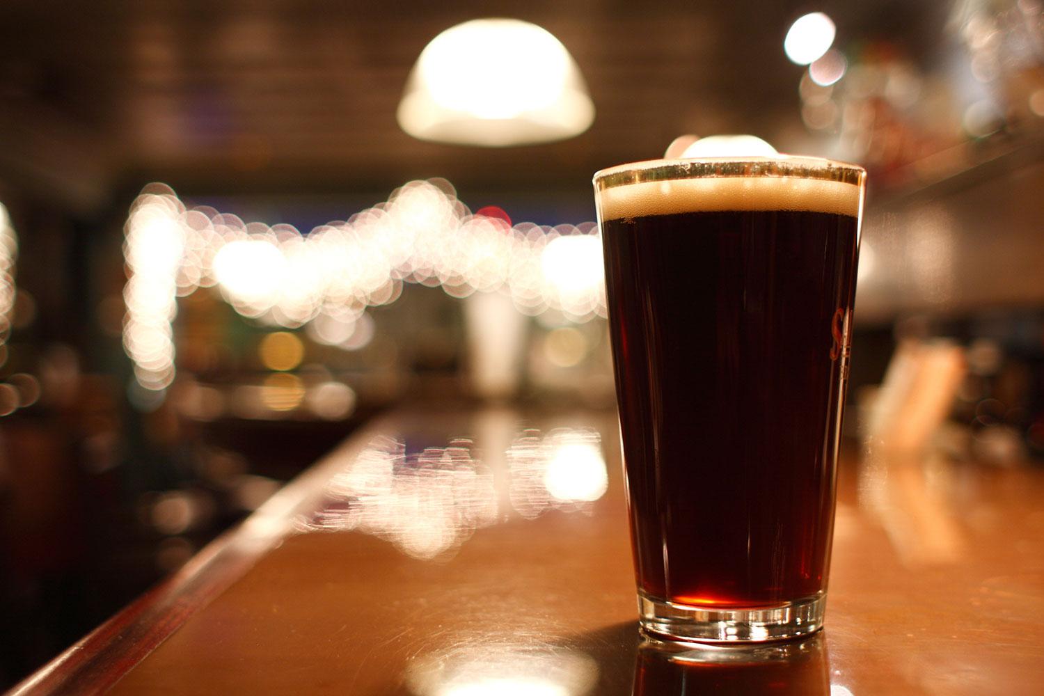 Smoked beer on a bar.