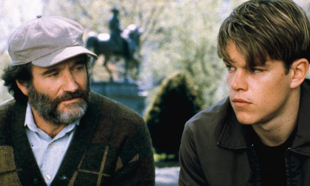 Robin Williams and Matt Damon in Good Will Hunting.