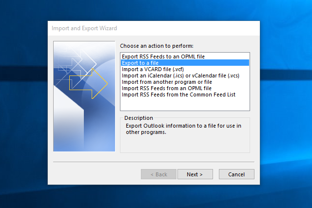 export all mail from outlook