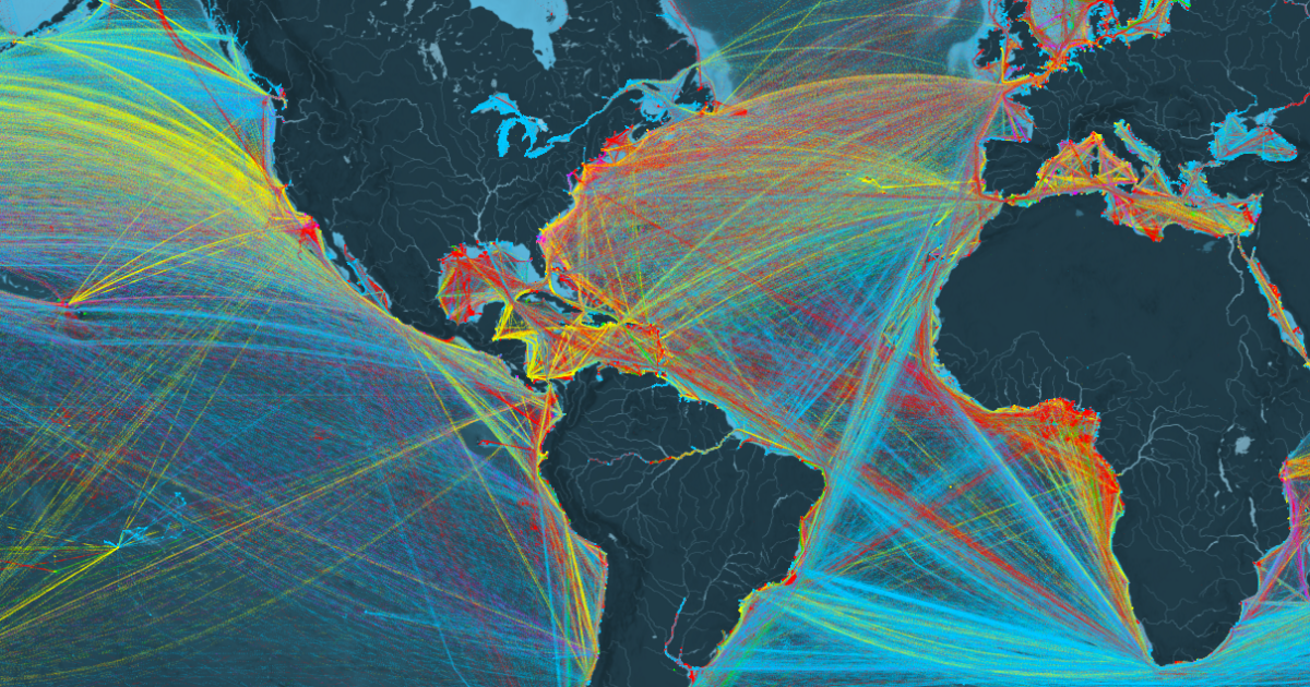 Mesmerizing map shows cargo ships plying the world's oceans | Digital ...