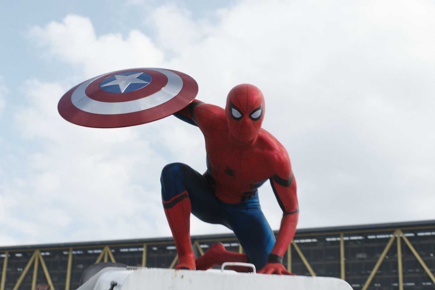 Captain America joint Spider man futuristic look, lights background cool  pose,hulk body,sharp detail, 8k raw - SeaArt AI