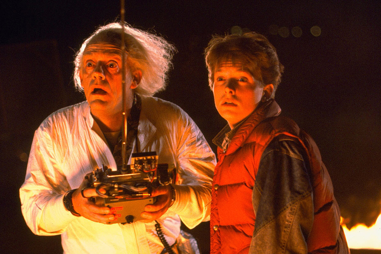 Doc Brown e Marty McFly em "De Volta para o Futuro".