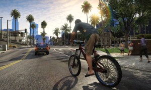 Riding a bike in Grand Theft Auto V.