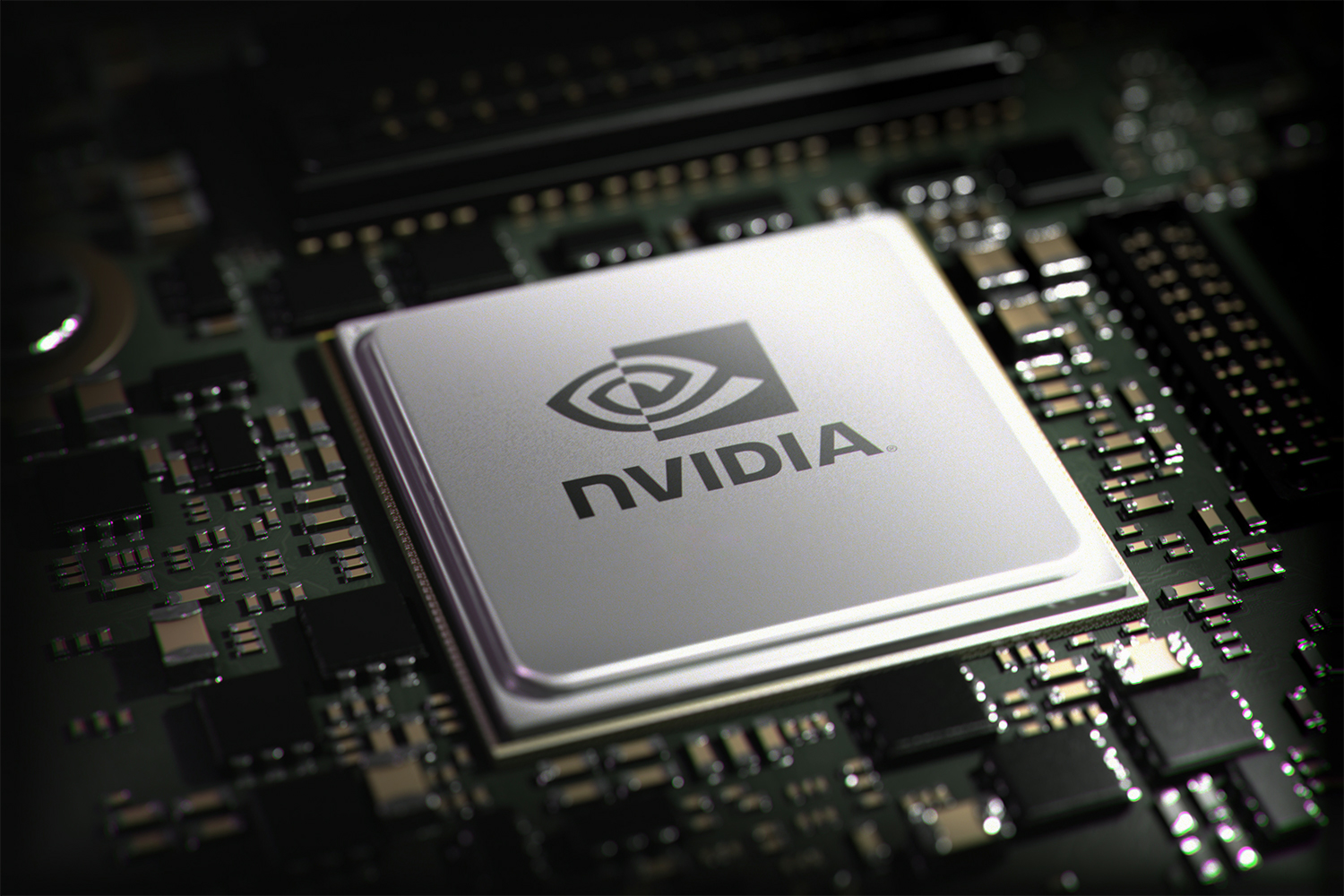 A chip with the Nvidia logo.
