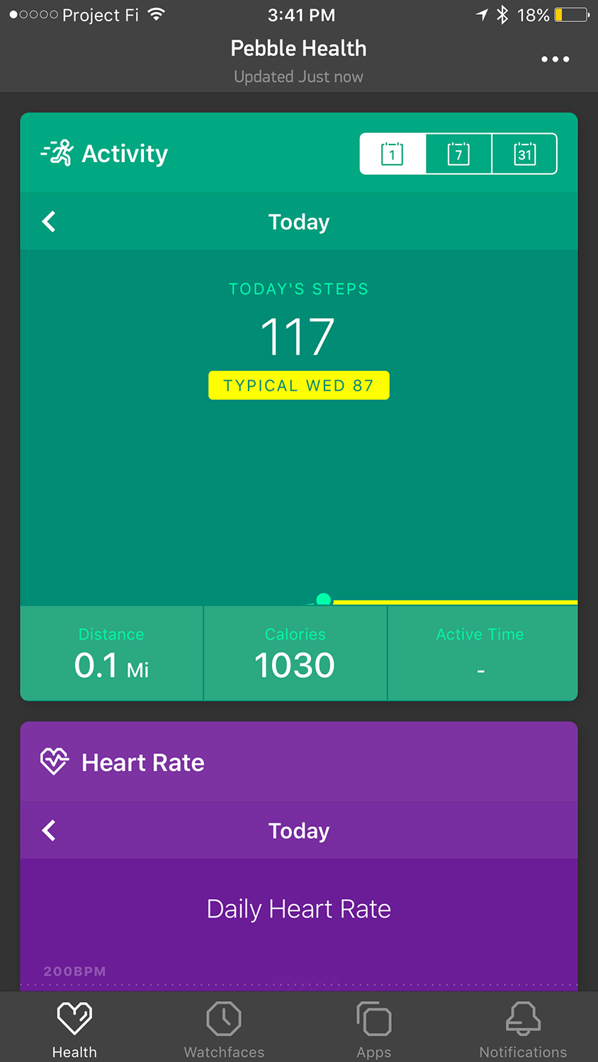 Pebble clearance heart rate