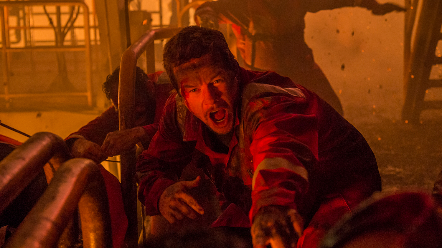 Mark Wahlberg no incêndio da Deepwater Horizon.