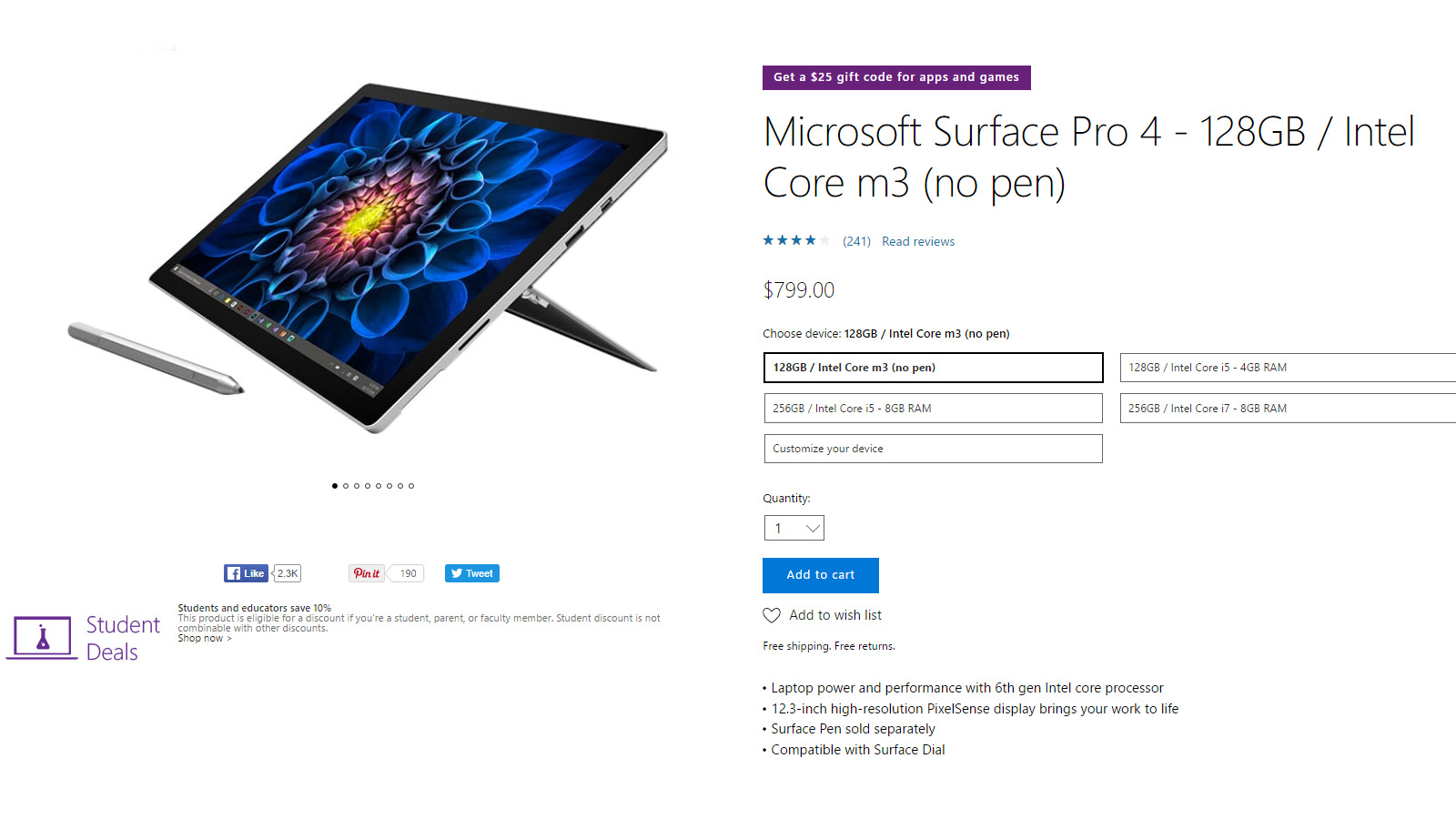 Microsoft No Longer Sells Entry-Level Surface Pro 4s With Surface