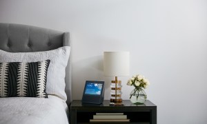 amazon echo show on bedside table