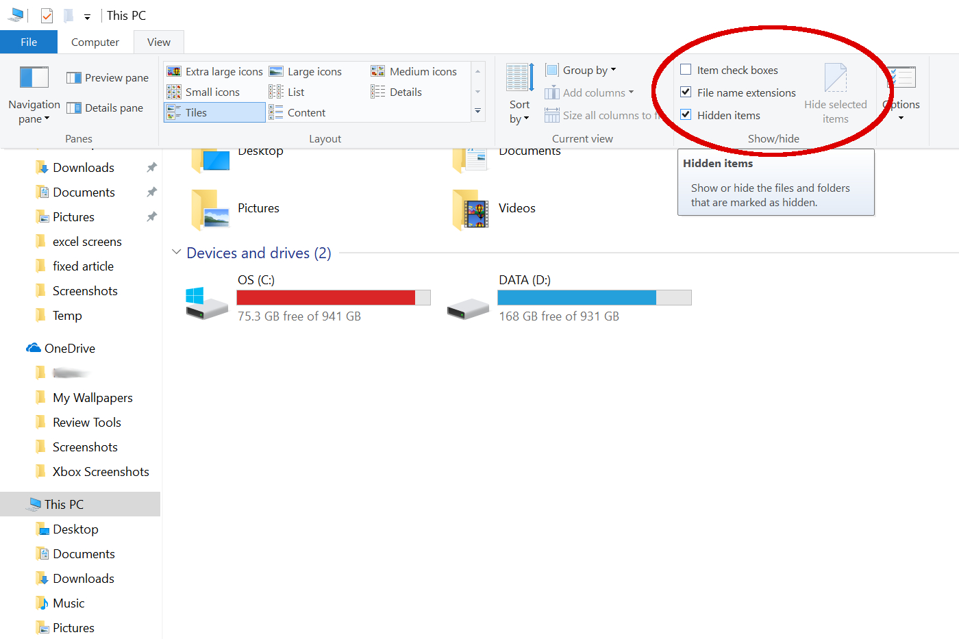 show hidden files in Windows