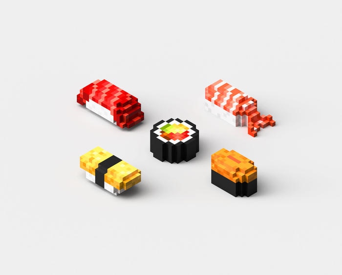 3D Printed Sushi on a Board by HighPoly