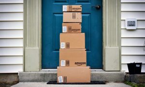 amazon boxes on doorstep