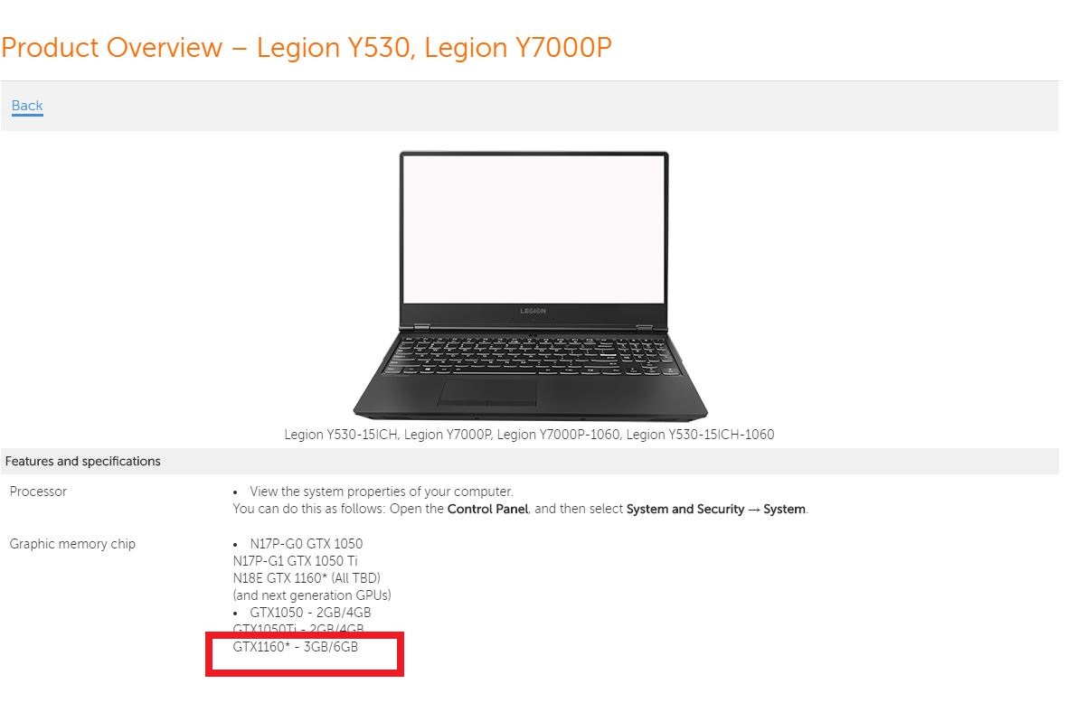 New Lenovo Listing All but Confirms the Nvidia GTX 1160 Digital