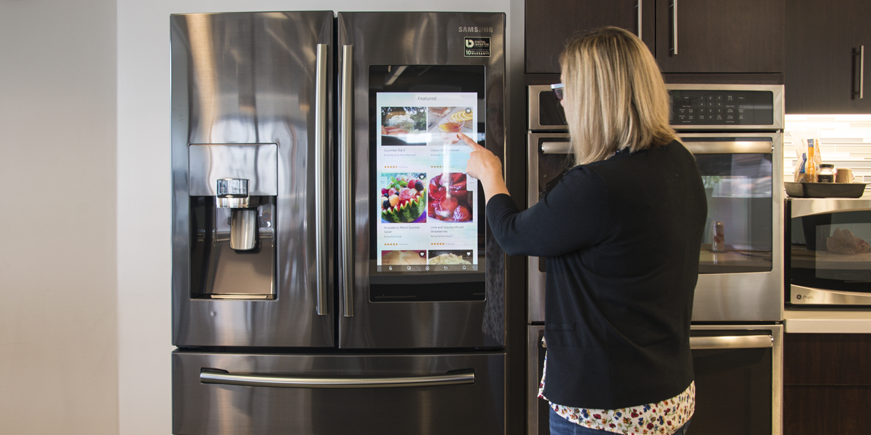 Double door fridge 2024 with screen