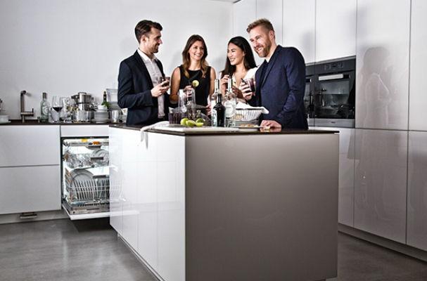 Miele Profiline Dishwasher in kitchen with social group