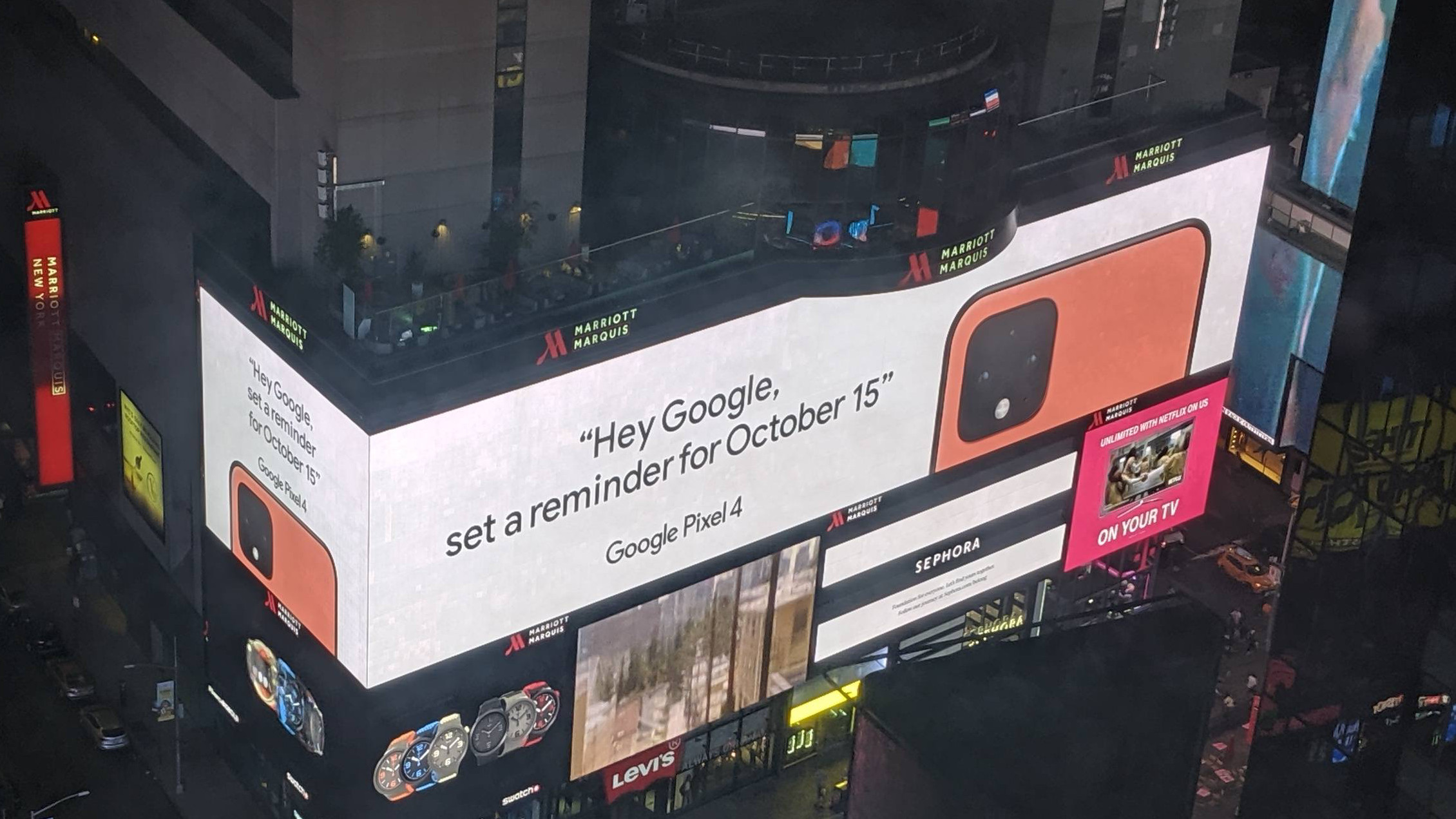 Pixel 4 Billboard Spotted in Times Square Shows off New Coral Color ...