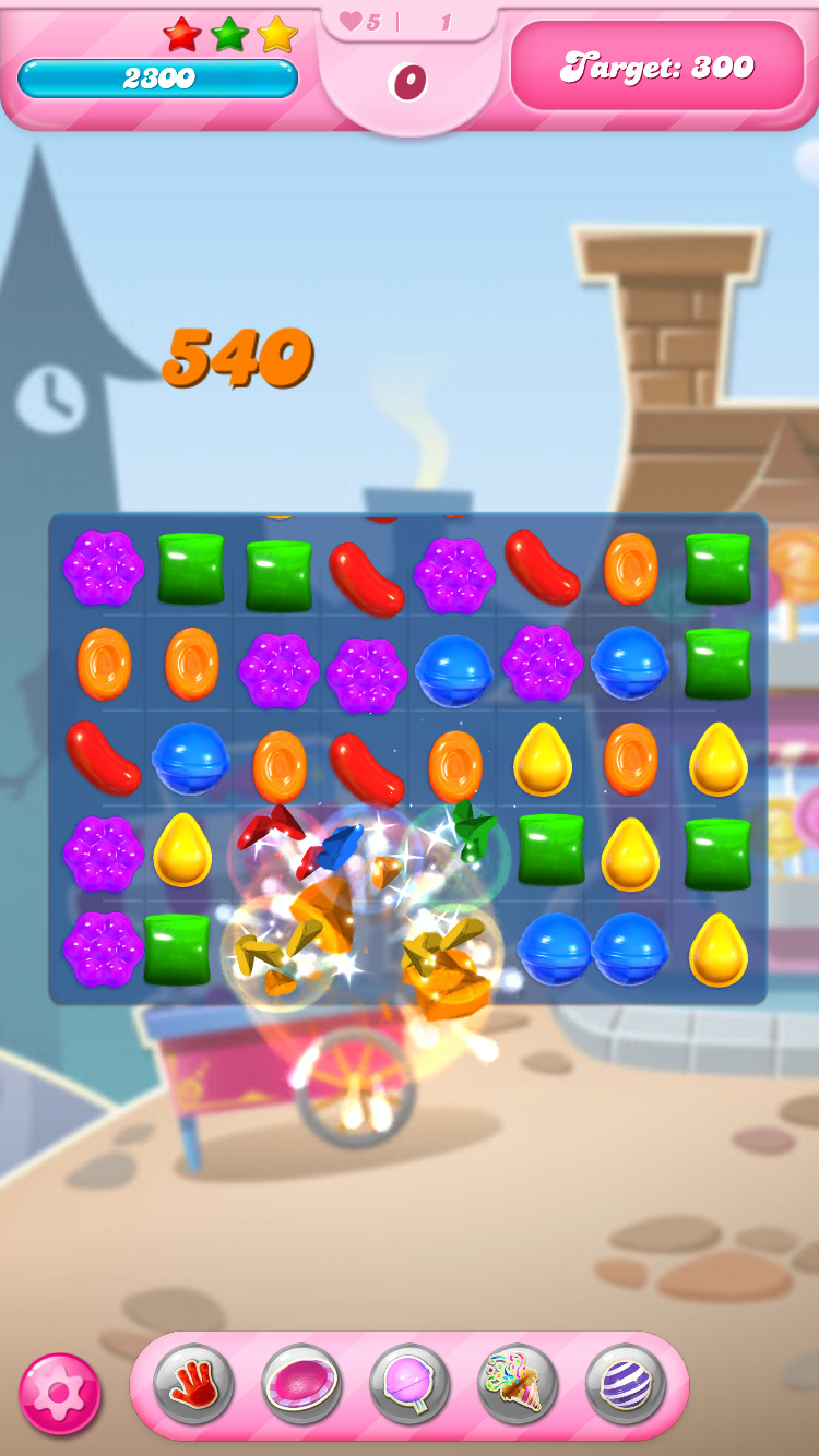 Candy é esmagado em Candy Crush Saga.