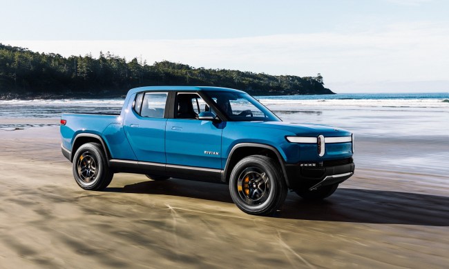 Rivian R1T on a beach