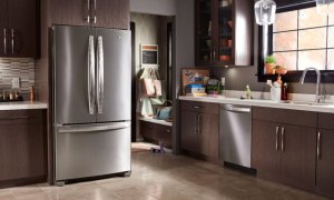 Whirlpool kitchen with refrigerator and dishwasher in view