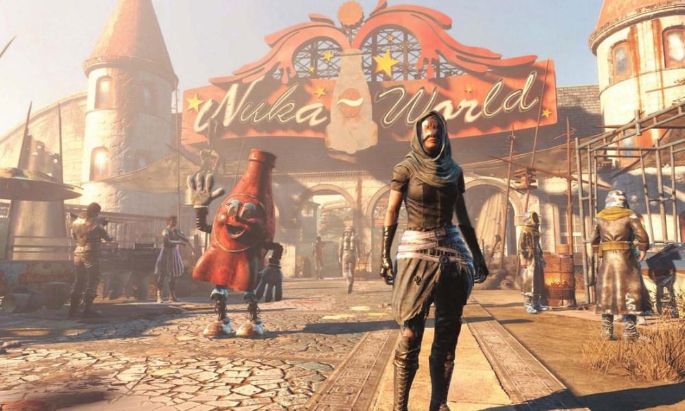 People standing outside Nuka World.