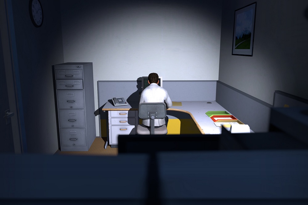 An office worker sitting at their computer