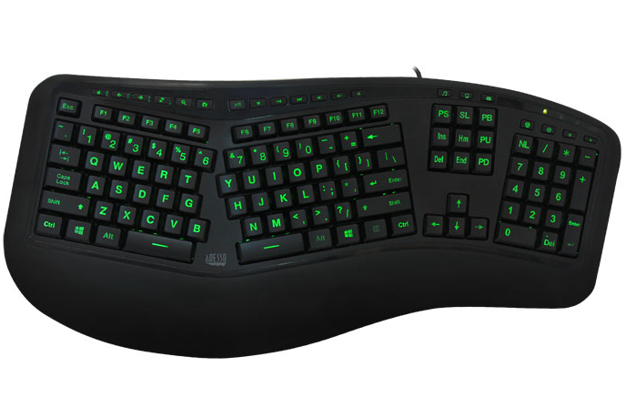 wireless illuminated ergonomic keyboard