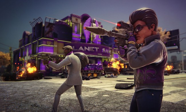 Saints Row player with explosive weapons.