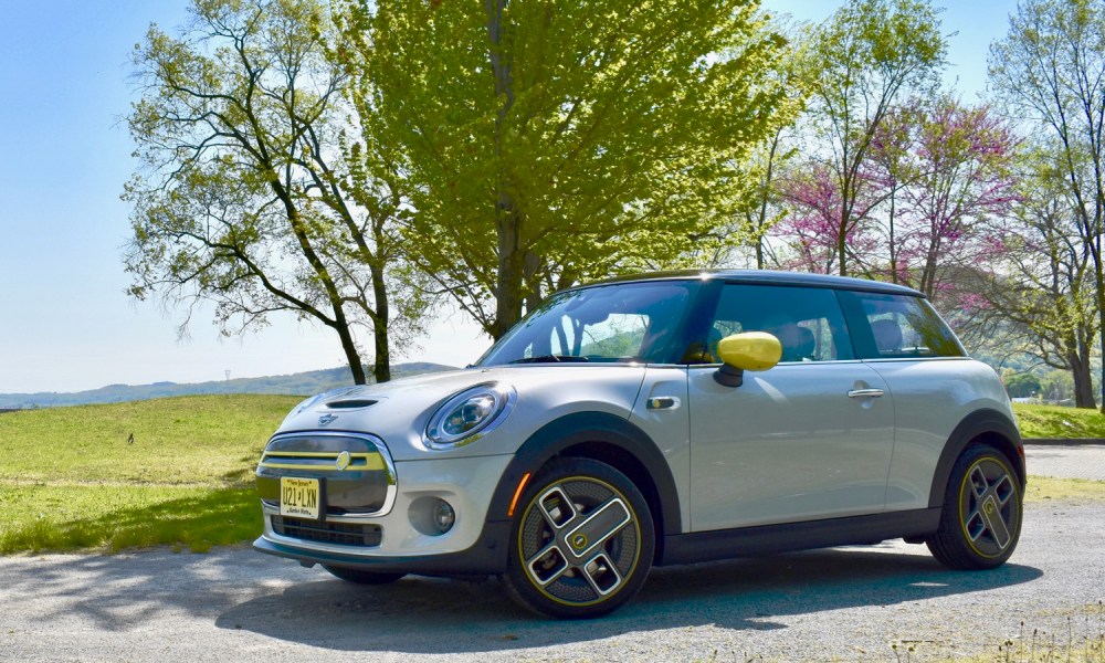 A silver 2020 Mini Cooper SE.