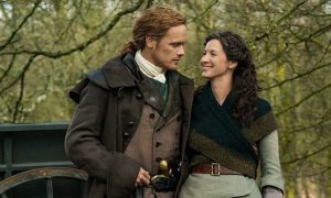 Sam Heughan and Caitriona Balfe in Outlander.