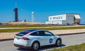 spacexs historic mission will begin in a tesla model x spacex  nasa