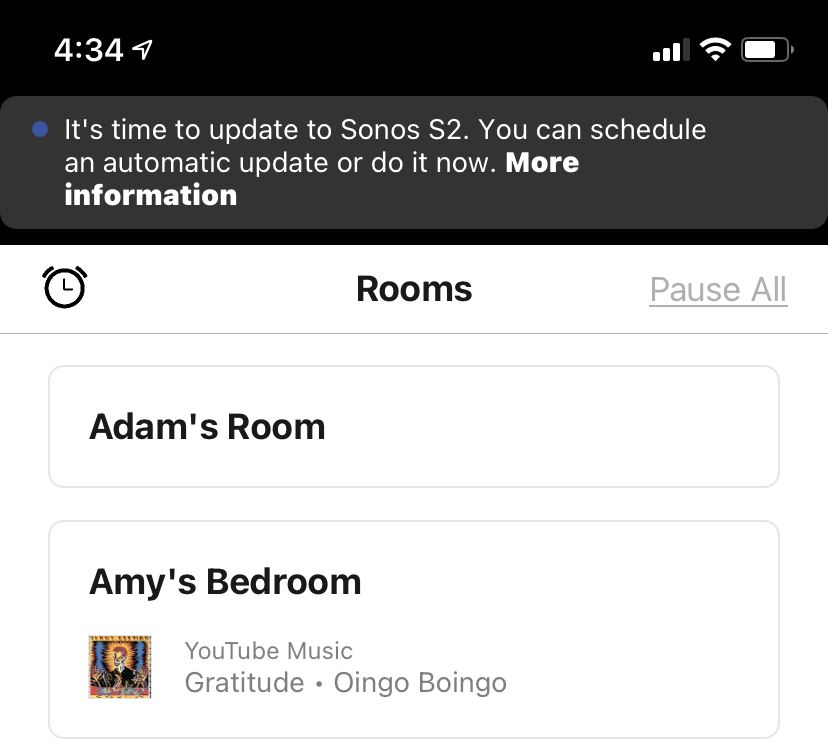 sonos s1 and s2 on same network