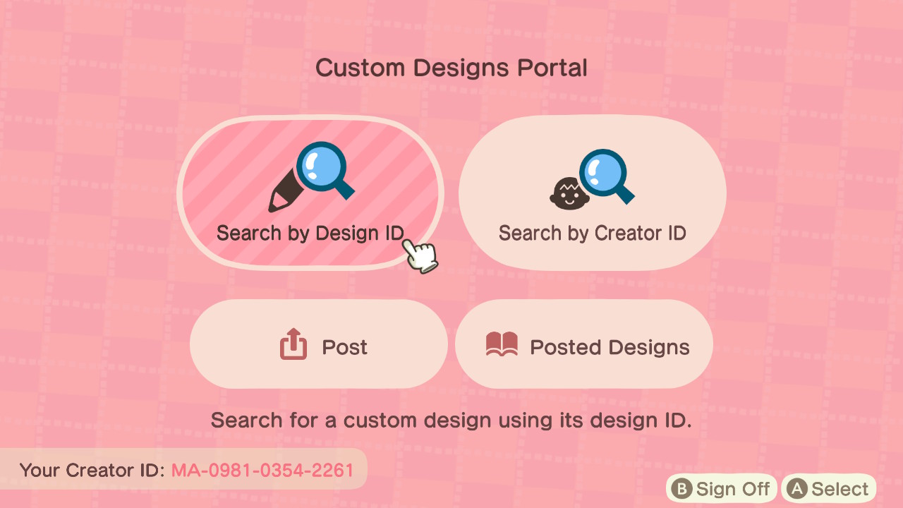 Animal crossing switch store design id