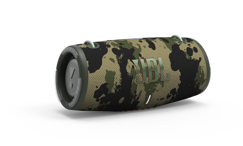 The JBL Xtreme 3 Bluetooth speaker in Black Camo.