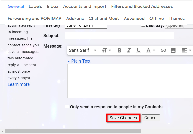 how to recall an email in gmail web settings save changes