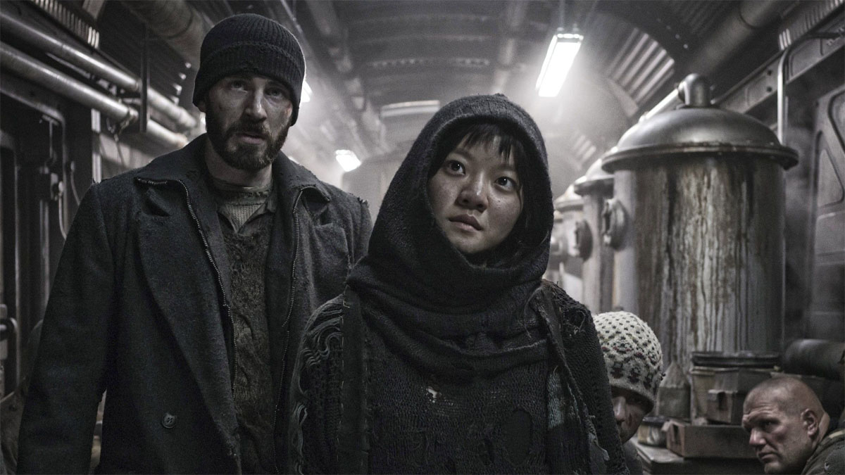 Chris Evans e Ko Asung em Snowpiercer.