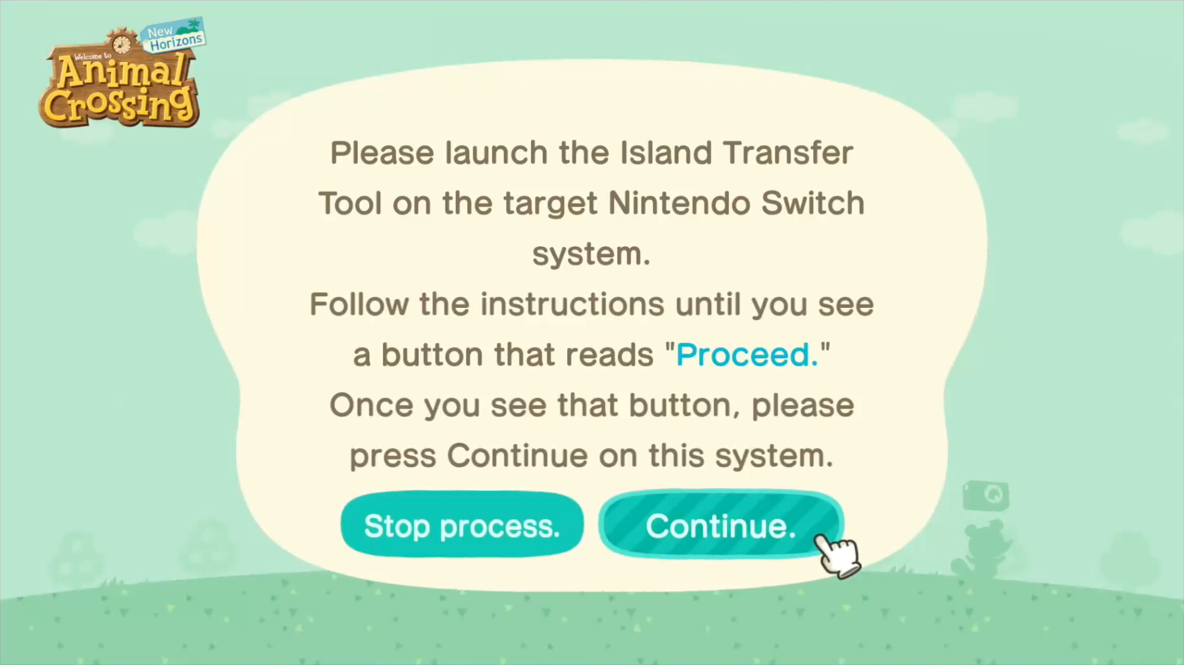 Island Transfer Continue on Source Console