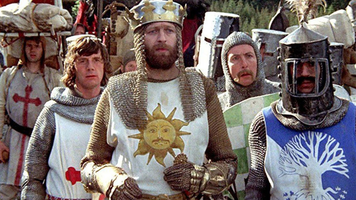 Le roi Arthur et ses chevaliers dans Monty Python et le Saint Graal.