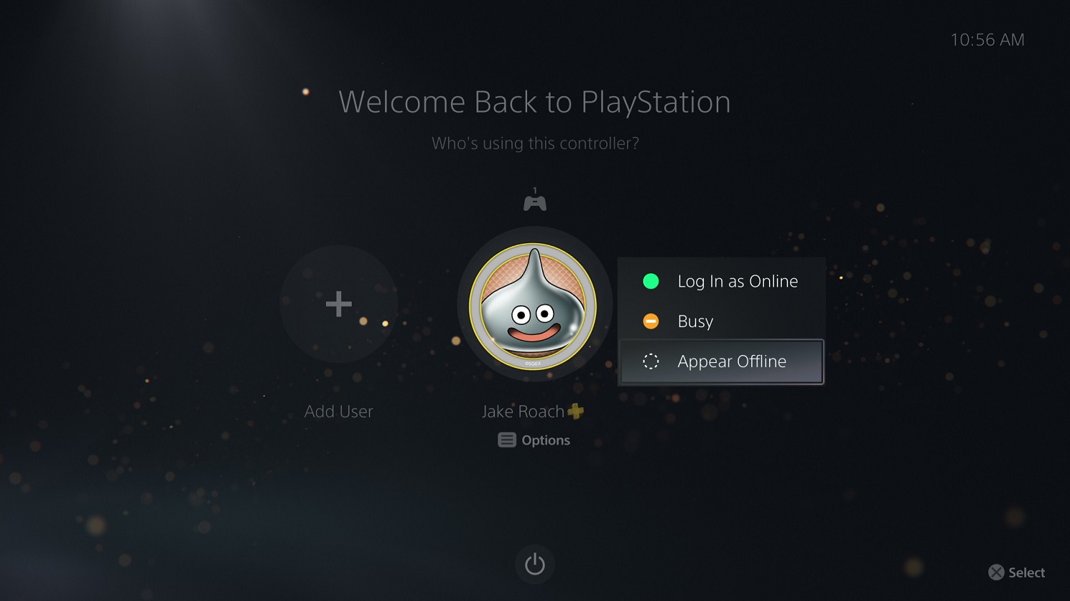 Selecting to appear offline on PS5.