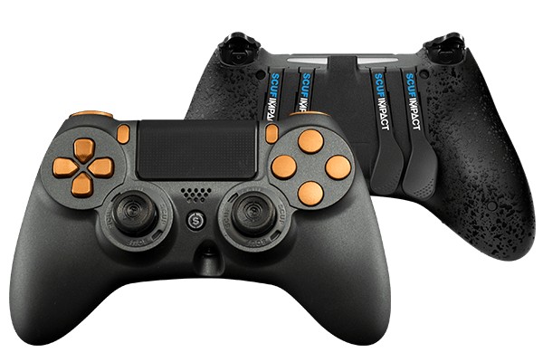 Front and back view of the Scuf Impact controller.