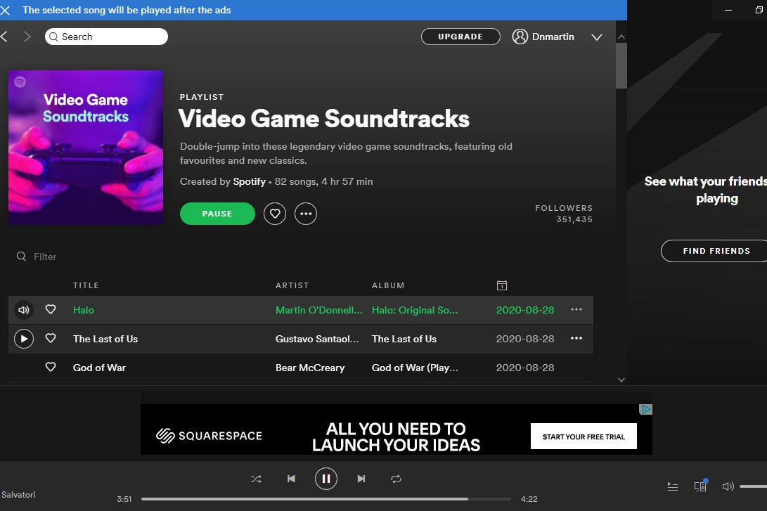 Image of Spotify Browse Window and Other Options