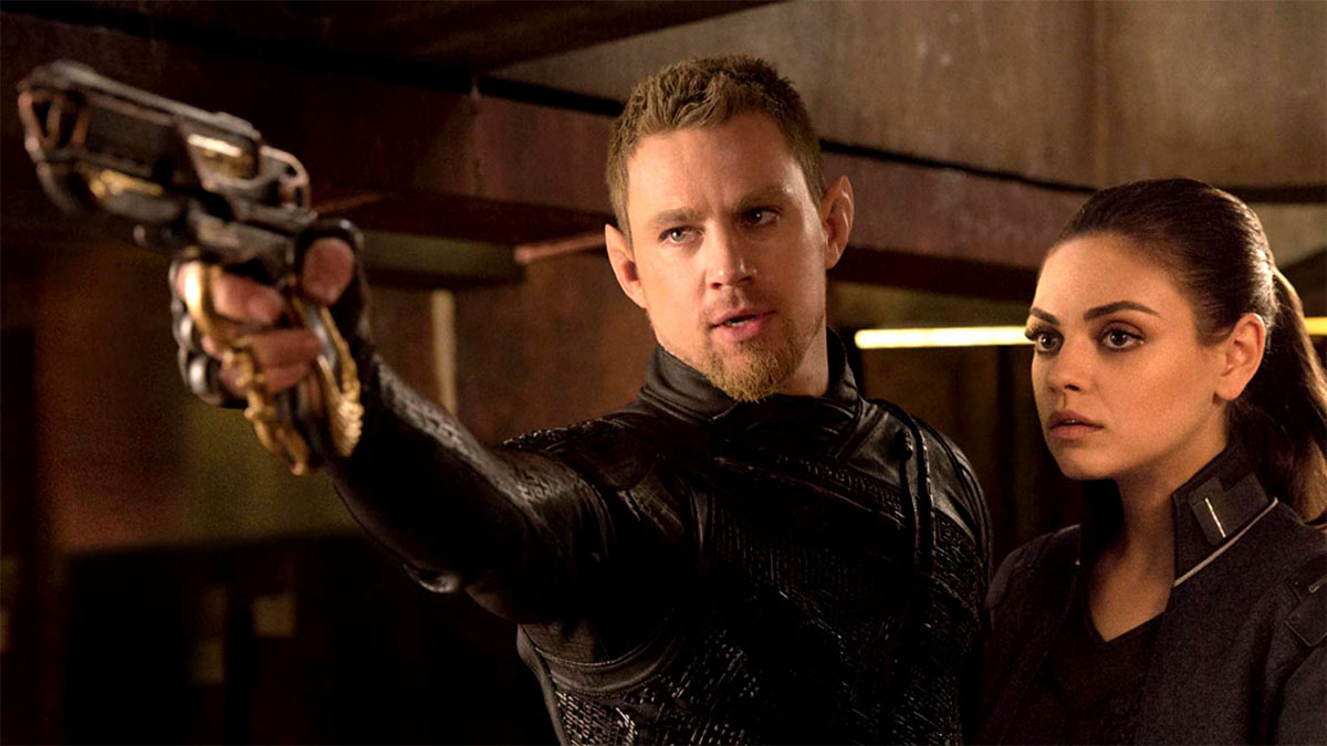 Channing Tatum and Mila Kunis in Jupiter Ascending.