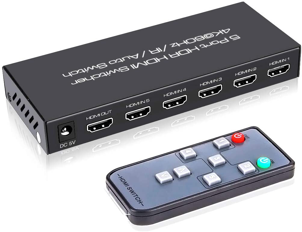 4K 120Hz HDMI Switch 8K HDMI 2.1 Splitter with Remote - 5 in 1 Out HDMI Hub  for Multiple Inputs, HDMI Multiport Adapter Port Expander Switcher