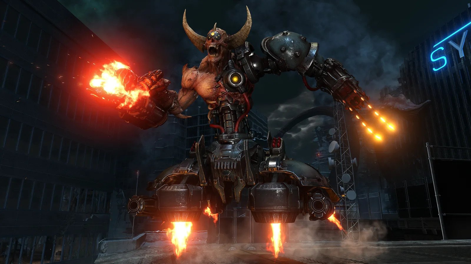 В Doom Eternal парит огромный демон.