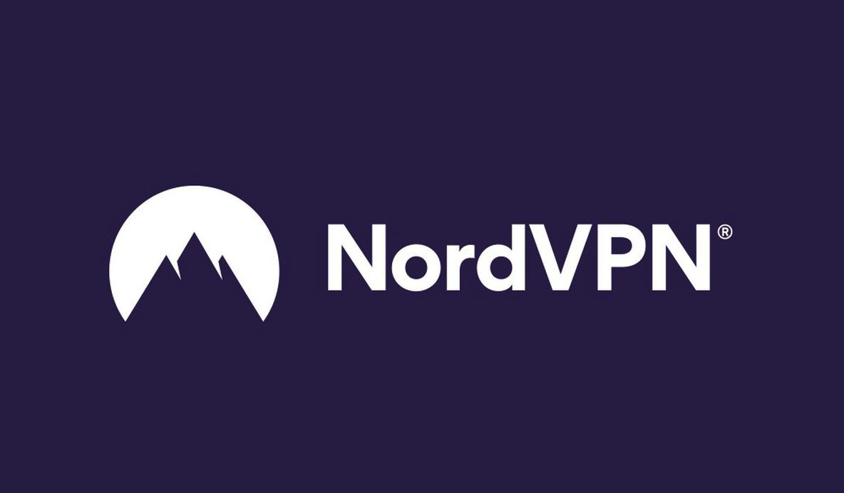 紫色背景上的 NordVPN 徽标。