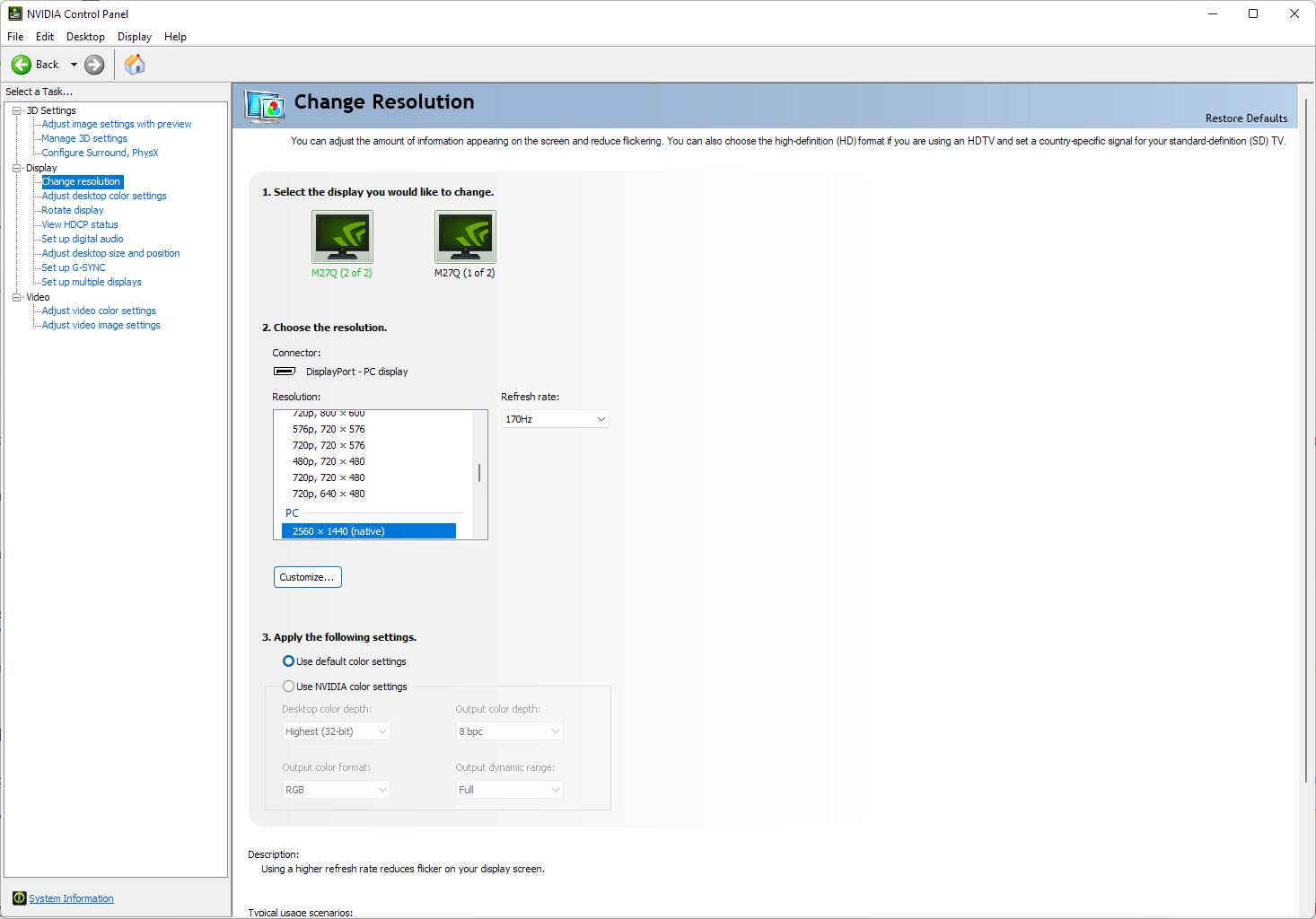 Display nvidia control online panel