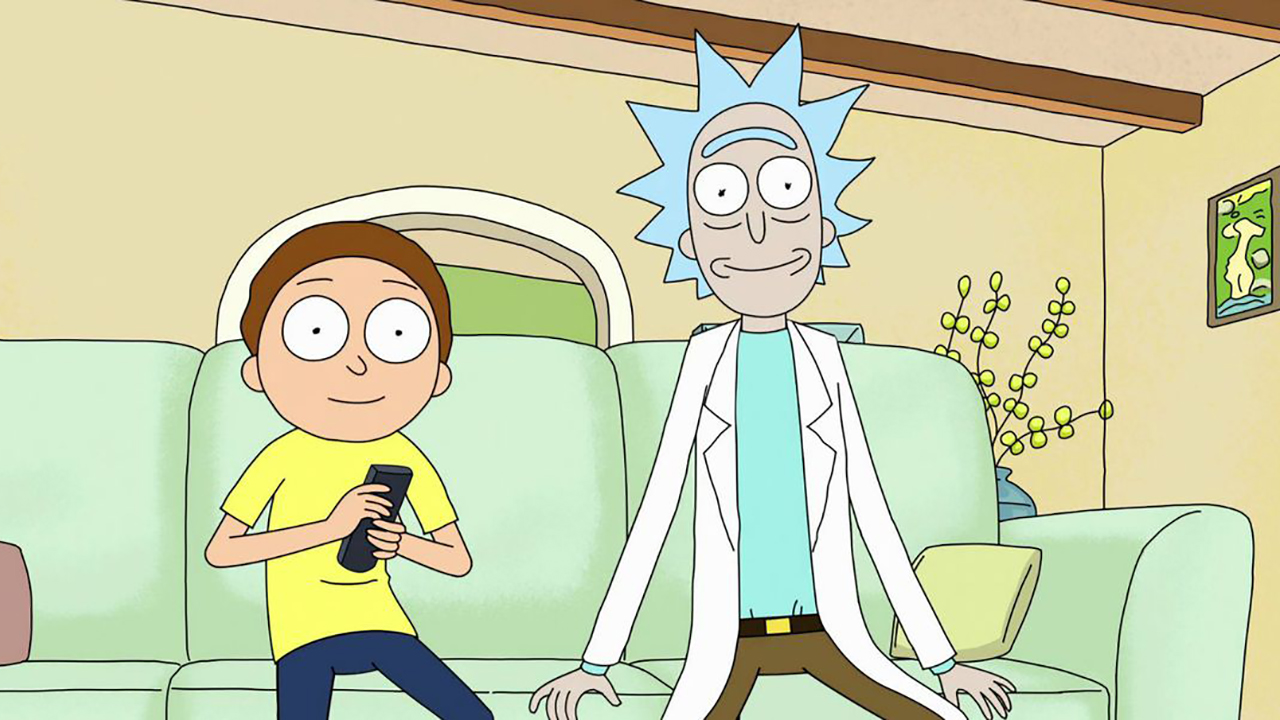 Rick and Morty on the couch.