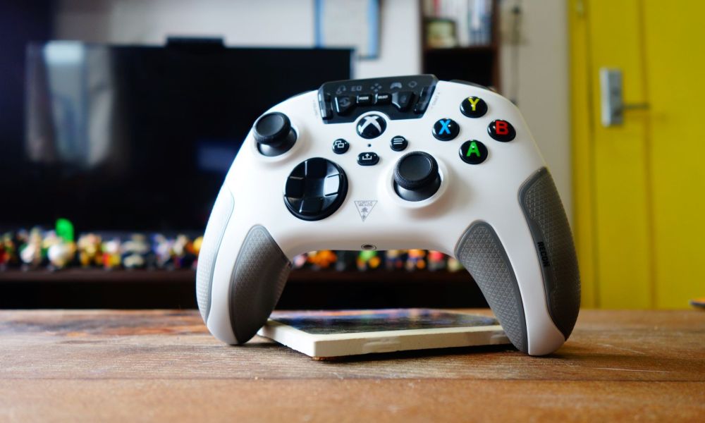 Turtle Beach's Xbox Recon controller standing up on a table.