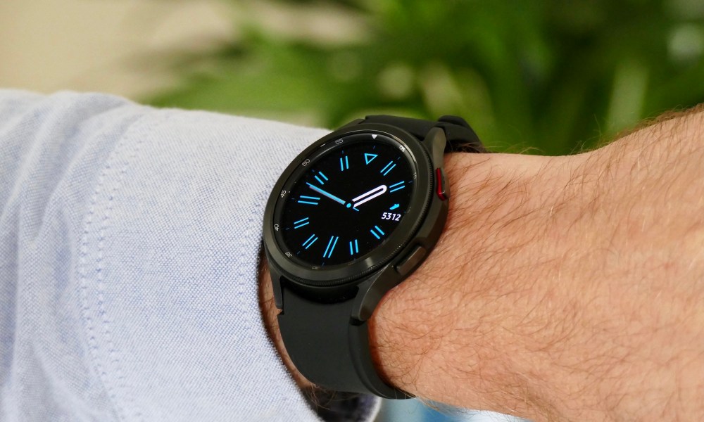 The Samsung Galaxy Watch 4 Classic, worn on a wrist.